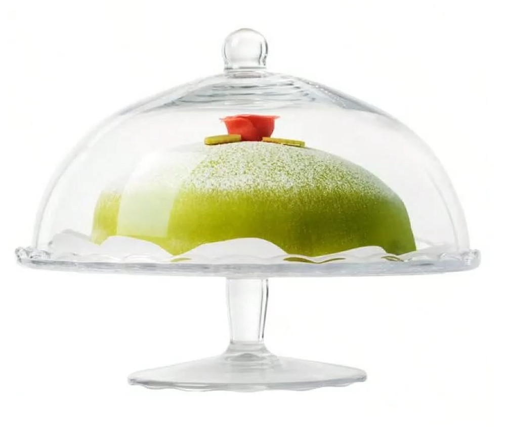 Cake Stand With Lid, Clear Glass, 11 "