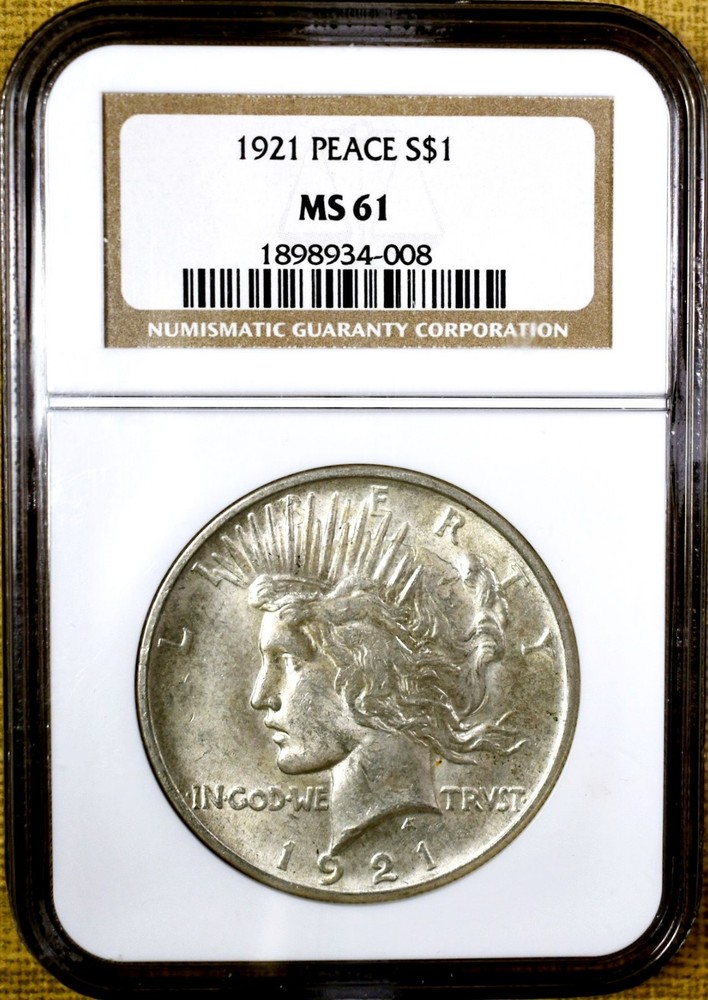 1921 NGC MS61 Peace Dollar - Key Date - 99+% White