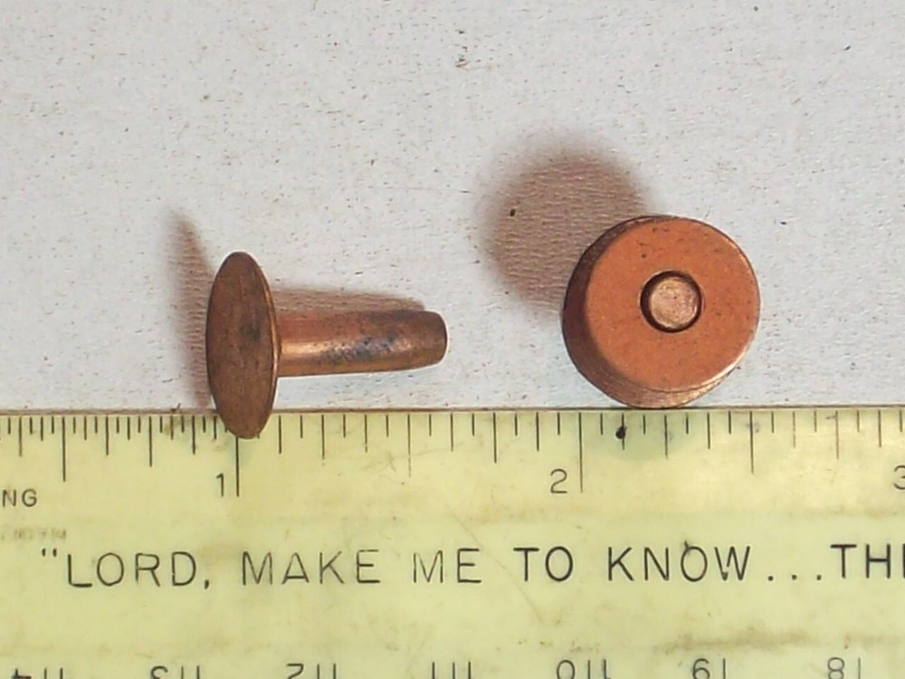 Hardware RIVETS & BURR #7 COPPER HEAD DIA .565 POST .193 L=.622 BURR .505 x .059