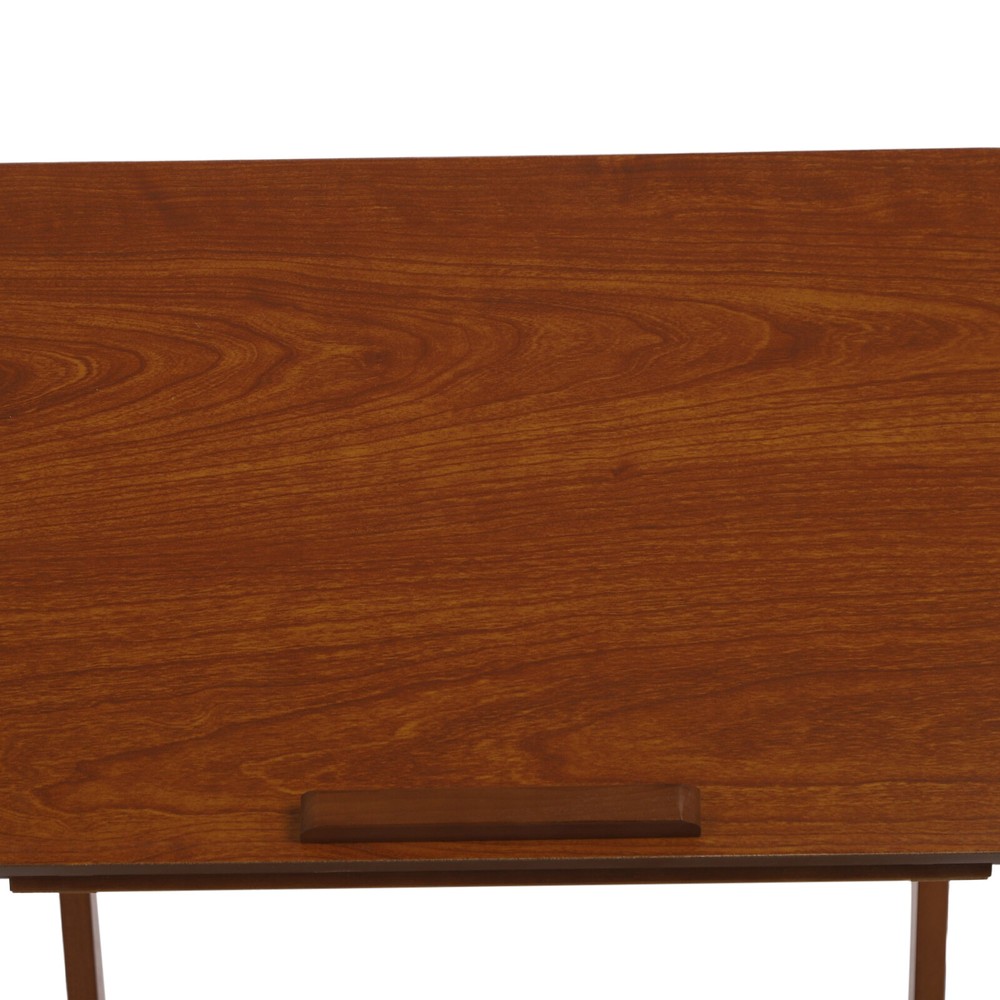 2-tier Walnut-Colored Adjustable Angle C-Shaped End Table With 4-Wheels 55.12lbs