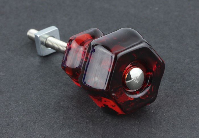 1-1/4" Antique Glass Knob Ruby Red