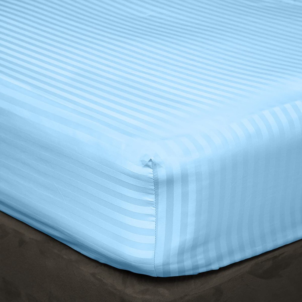 Branded Sheets Collection 1000TC Egyptian Cotton Select Size Sky Blue Stripes