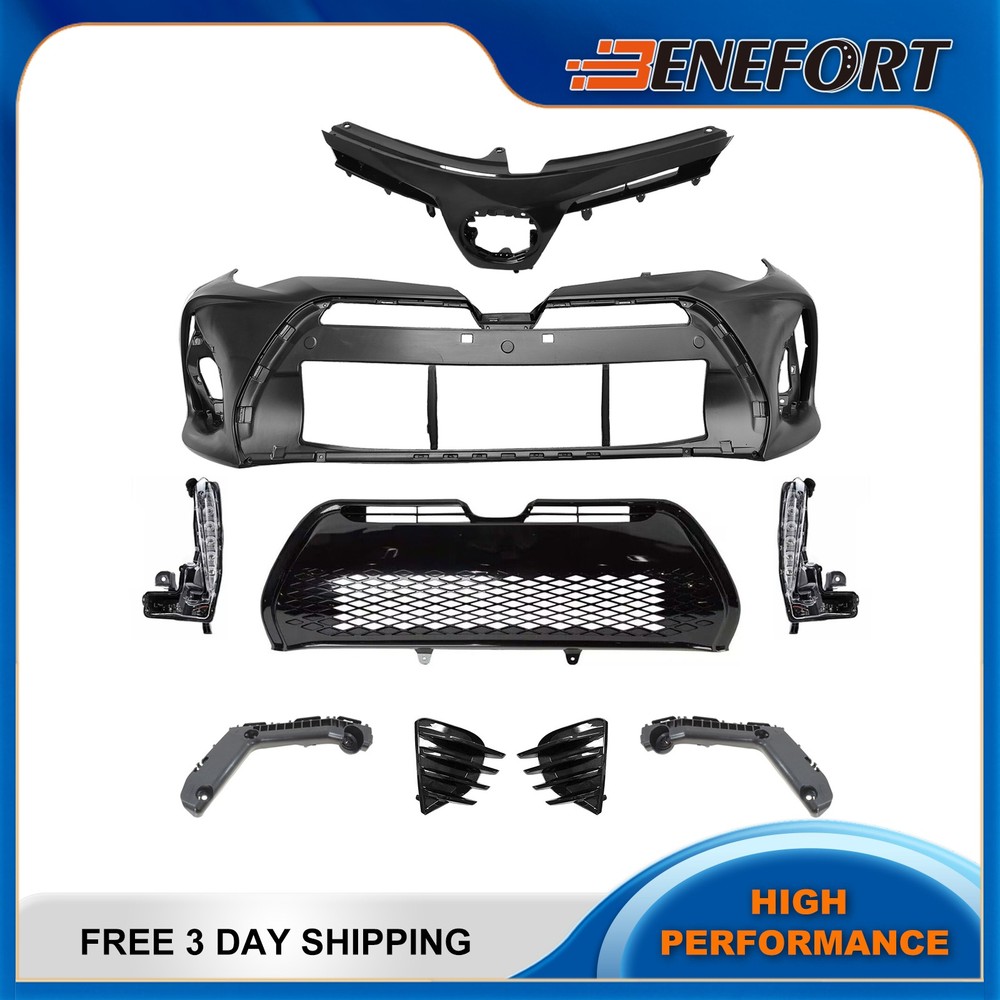 Complete Front Bumper & Grille Fog Light Set For 2017-2019 Toyota Corolla SE XSE