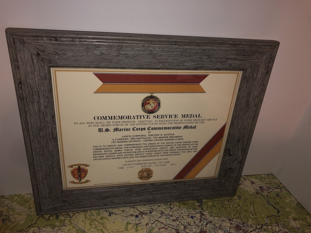 U.S. MARINE CORPS COMMEMORATIVE MEDAL CERTIFICATE ~ Type 1