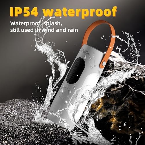 Foldable Camping Light Rechargeable Lantern with 2 Bluetooth Rice white