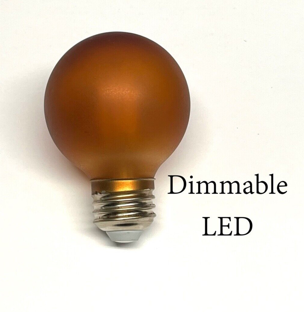 Five pcs AMBER 2.5" diameter DIMMABLE LED Painted Bulbs for Art Deco Lighting
