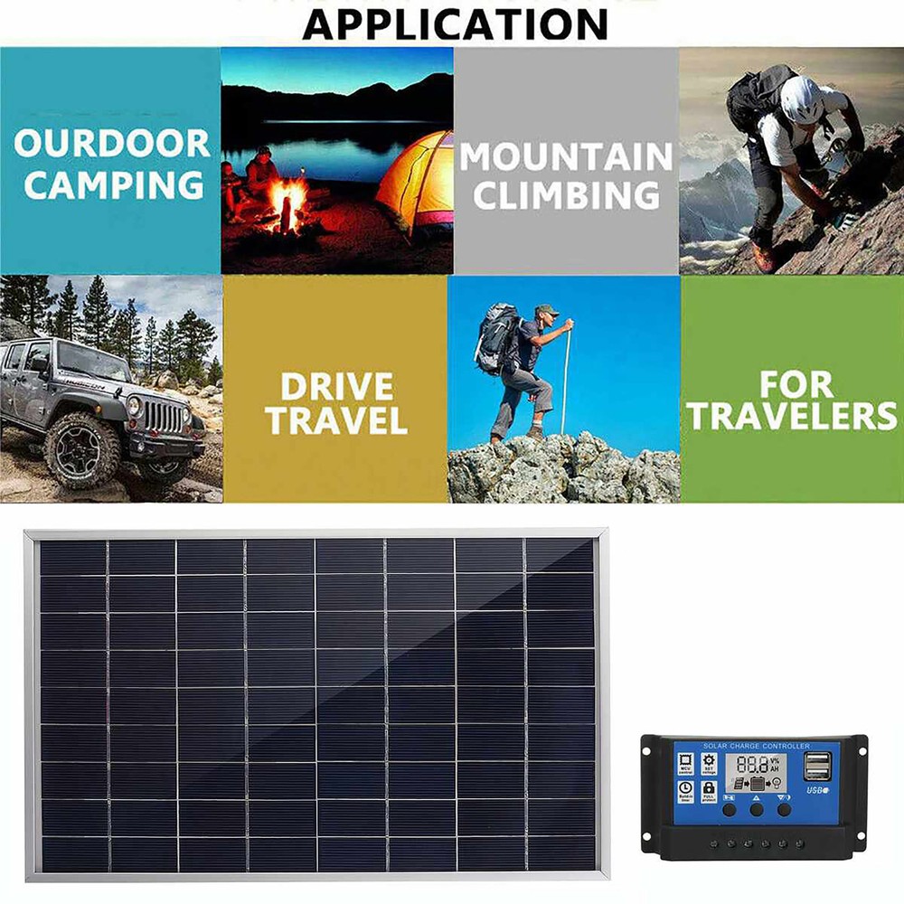 2Packs 100A Solar Panel Kit 12V Battery Charger with Controller Caravan Boat