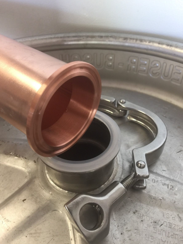 2" x 18" Copper Pipe Tri-Clamp Ferrule Keg Still DIY Column Extension Kit Spool