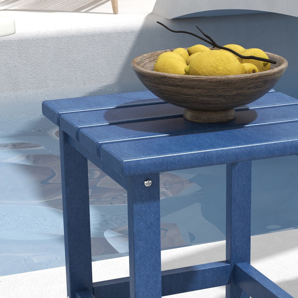 Patio Side Table, Outdoor Plastic End Table for Backyard Deck Lawn, Black