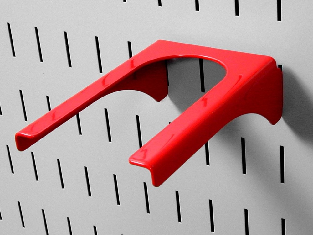 Red 2in Handle Bracket Slotted Metal Pegboard Hook for Tool Board Storage