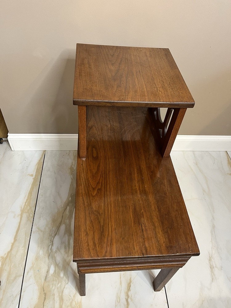 Mid-Century Step End Table / Side Table With Drawer