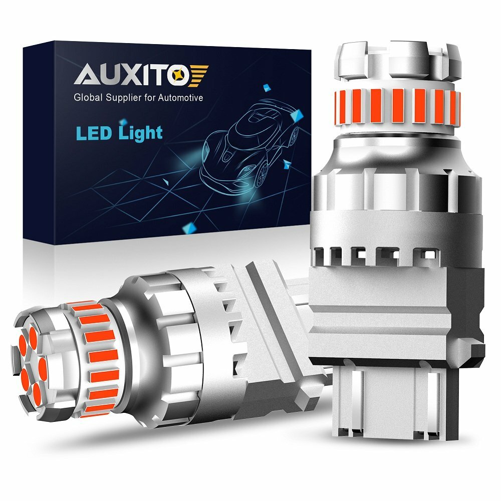 AUXITO 3157 Red LED Brake Tail Parking Stop Light Bulbs Error Free Super Bright