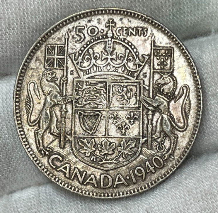 1940 Canada 50 Cents Silver Coin