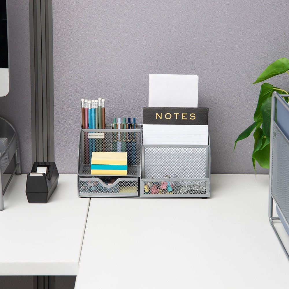 Desktop Organizer File Storage Accessory Storage Workspace Office Metal Black
