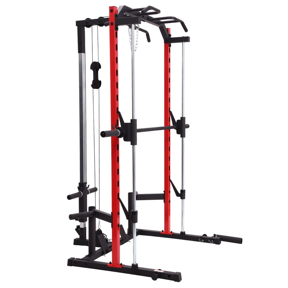 1400 Lbs Smith Machine Multi-Function Squat Rack with LAT-Pull Down Power Cage