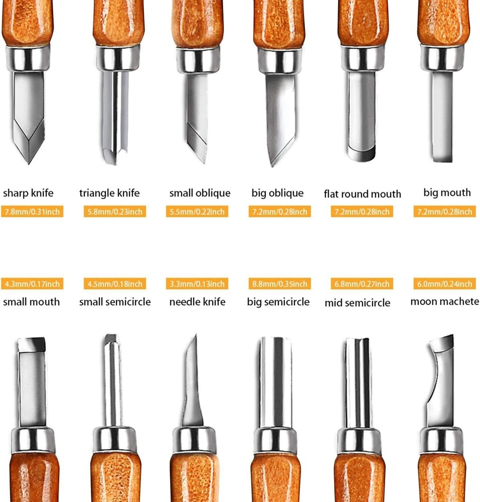 Complete 20-Piece Wood Carving Tool Set with Accessories for Creative Projects