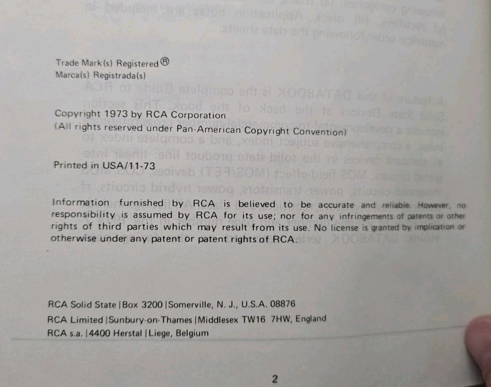 RCA Solid State Databook Series Thyristors Rectifiers and Diacs SSD-206B PPB