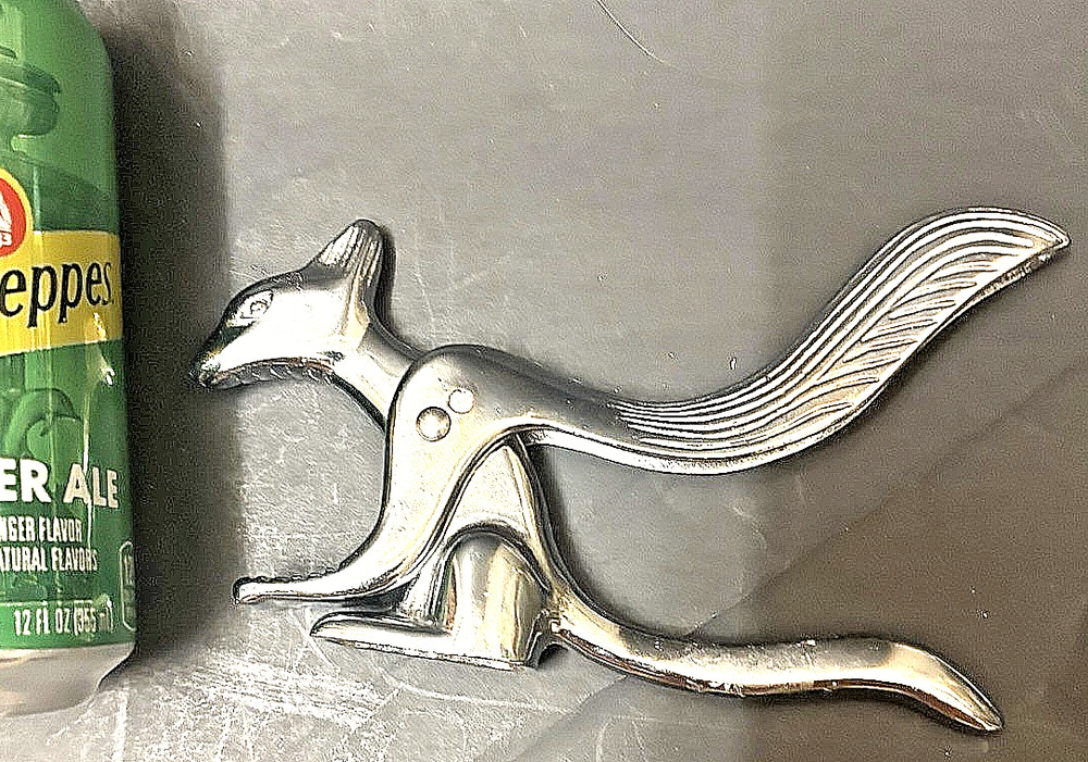 Vintage Squirrel Figural Nutcracker chrome GUARANTEED TO CRACK YOUR NUTS!!   6”