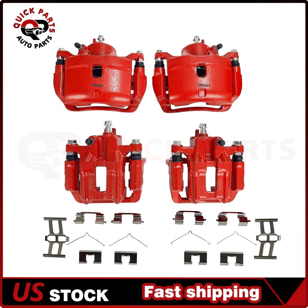 4Pcs Front & Rear Disc Brake Calipers w/Bracket Kit for 2003-2011 Honda Element