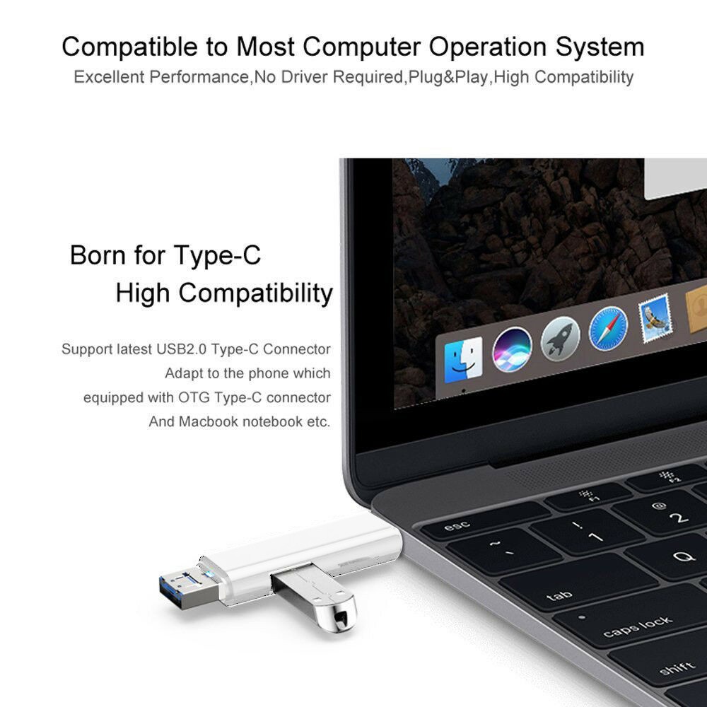 5 in 1 USB/USB Type C / 3.1 Micro-USB External Micro SD Card Reader OTG Adapter.