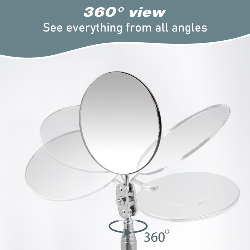 2Pcs Telescoping Inspection Mirror, Flexible Circular Mirror 360...