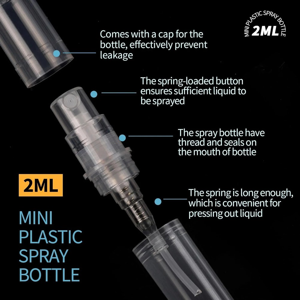 60PCS 2Ml Clear Mini Spray Bottles - Empty Fine Mist Containers
