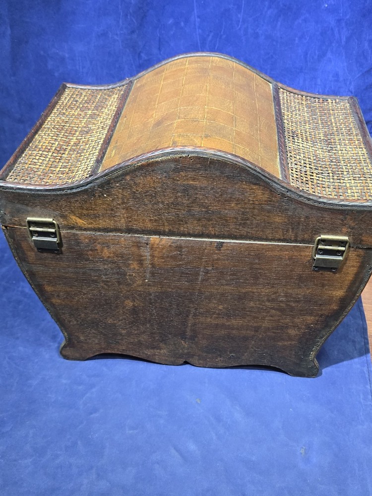 3 Beautiful Wooden Wicker Keepsake Chests, Large, Medium And Small, Stack