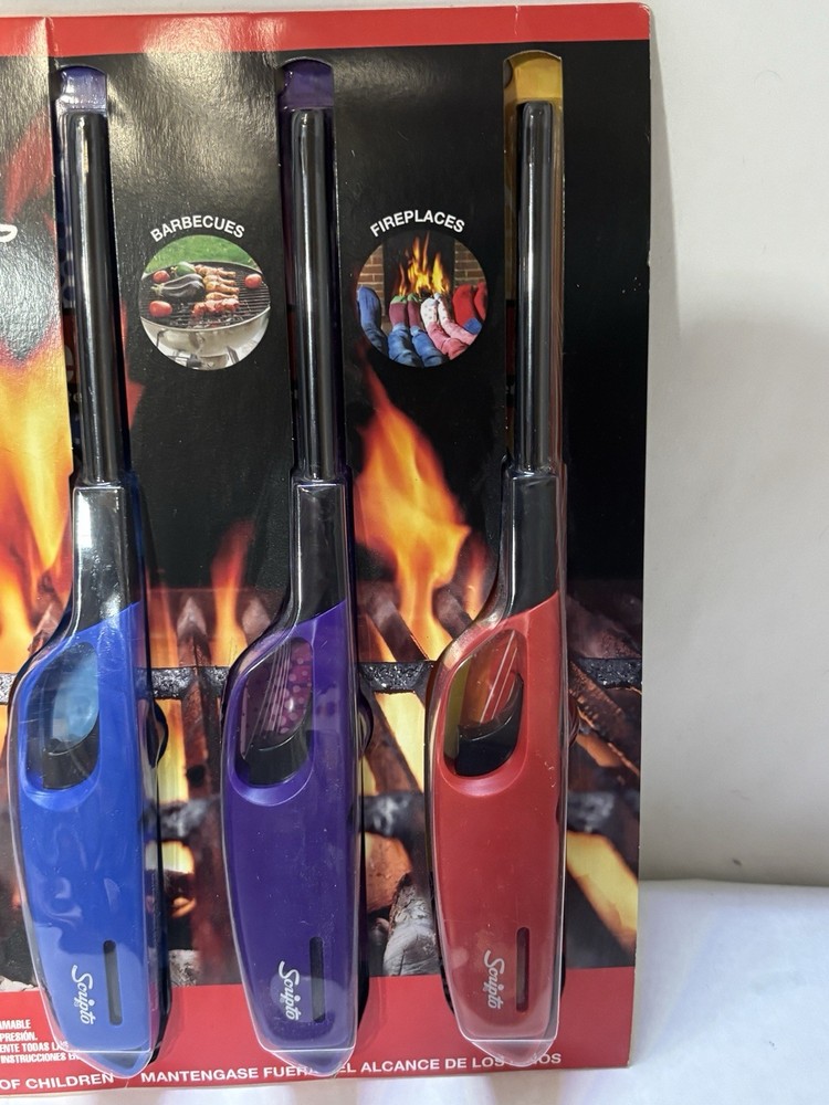 4 Pack SCRIPTO Multi-Purpose Lighter BBQ Barbecue Camping Durable Lighters