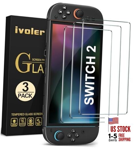 3-Pack Screen Protector Tempered Glass for Nintendo Switch 2 Model 2025,