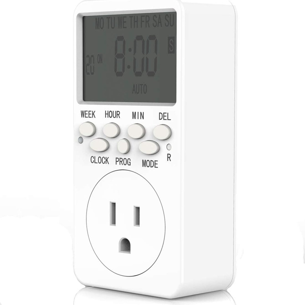 7-Day Programmable Digital Countdown Plug Timer for 110V AC, Energy-Saving In...