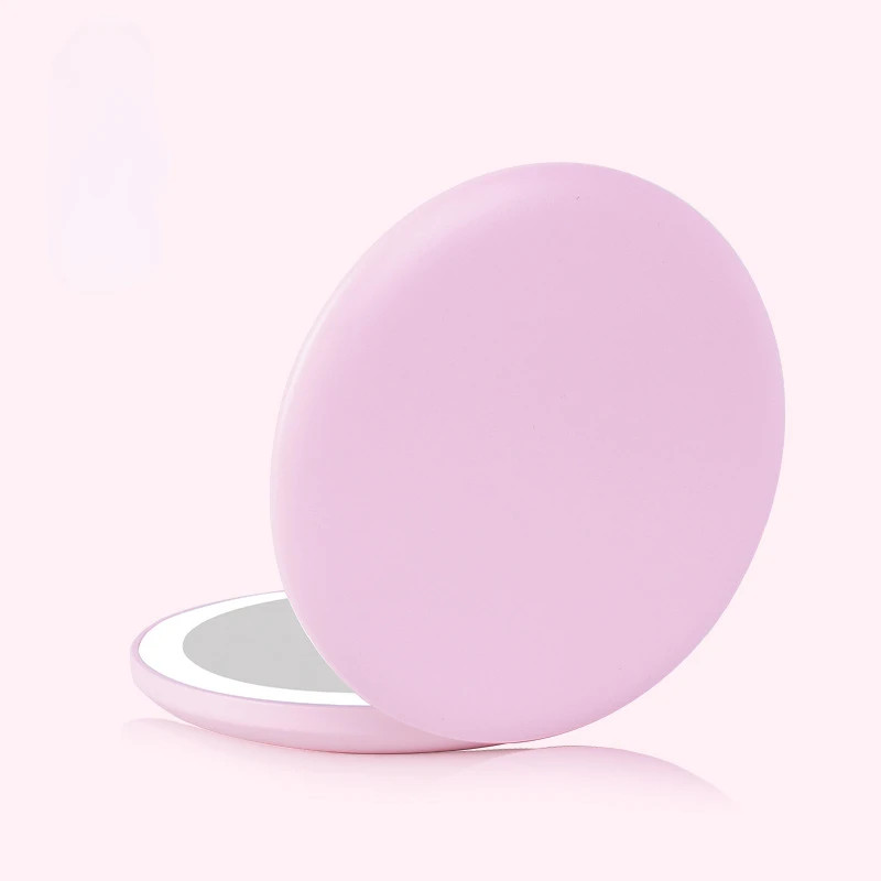 Mini Portable Folding Travel Mirror LED Light Makeup Mirror Compact Mirror 10X M