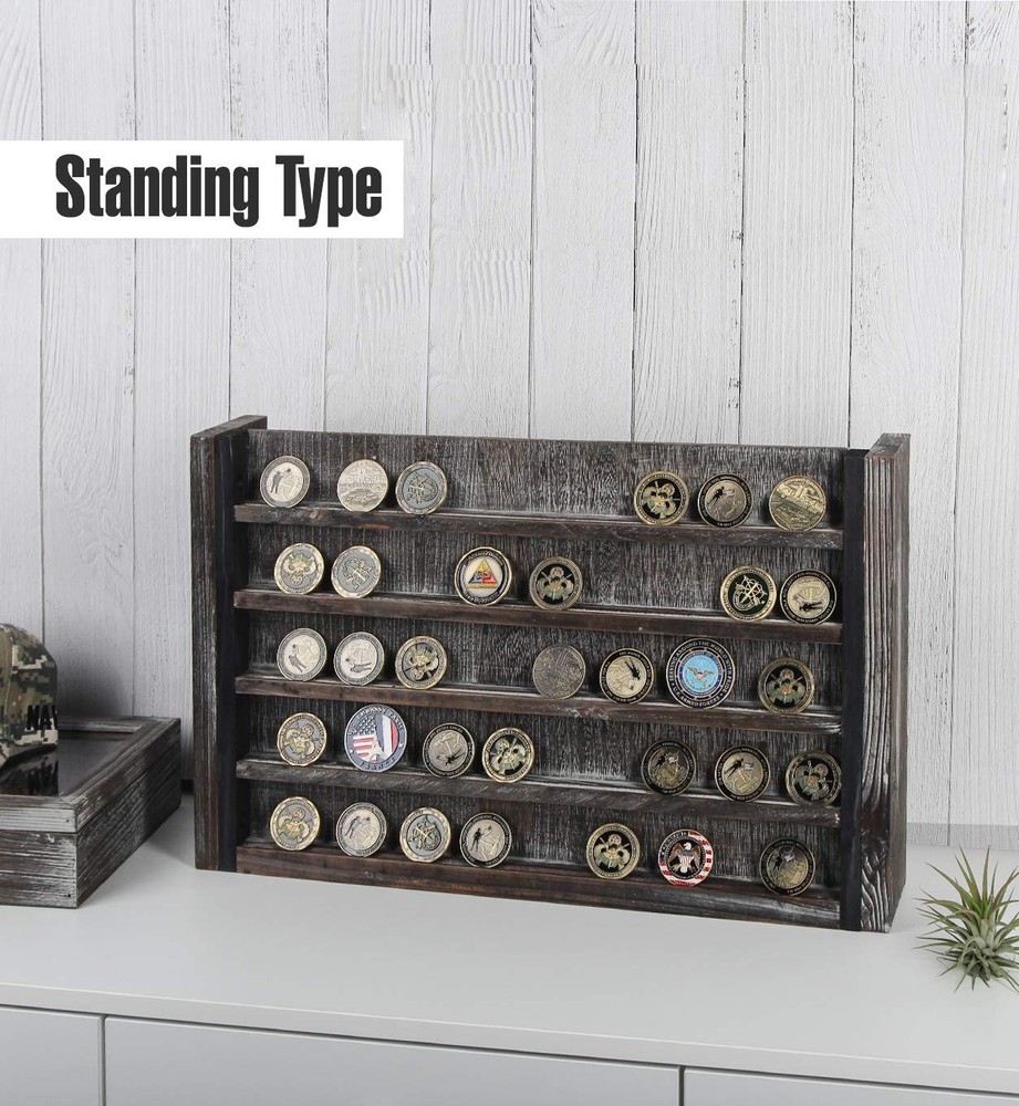 J JACKCUBE DESIGN Rustic Wood Wall Mount Coins Display Rack - 5