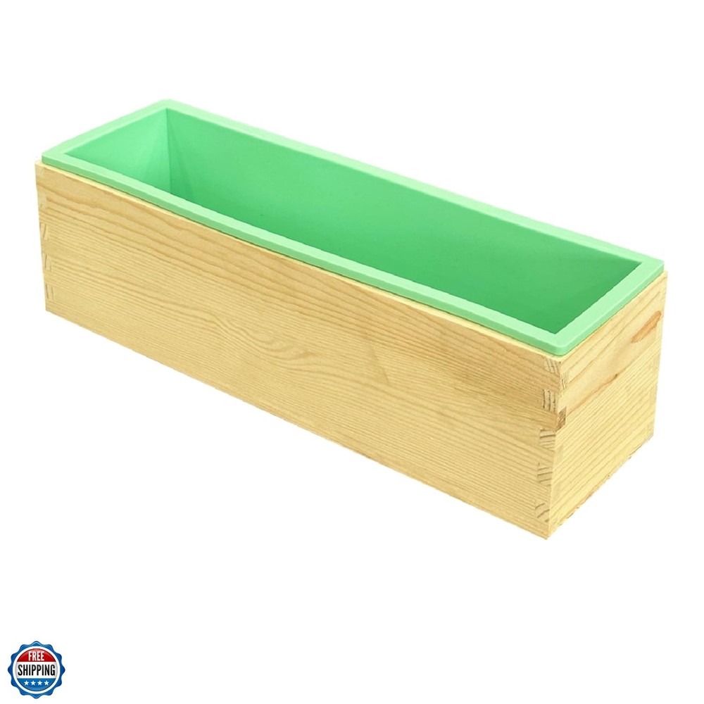 Innovative Rectangular Silicone Soap Mold with Wooden Box - 42oz Capacity