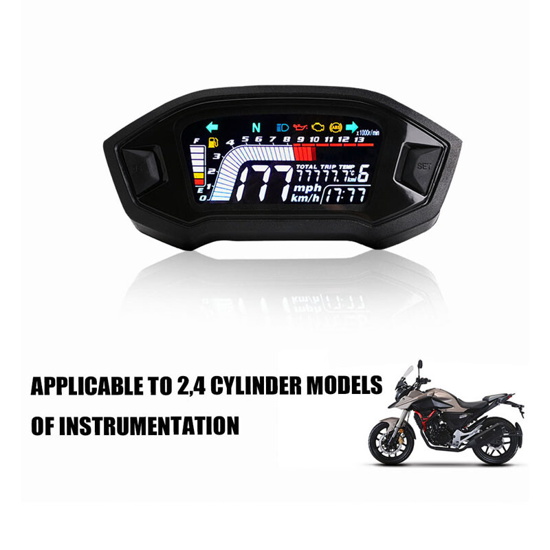 Motorcycle LED Speedometer LCD Digital Odometer Guage For 2 4-cylinder Part