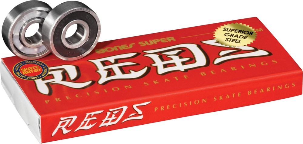 Bones Super Reds Skateboard Bearings 8 Pack - Fast, Durable, Smooth