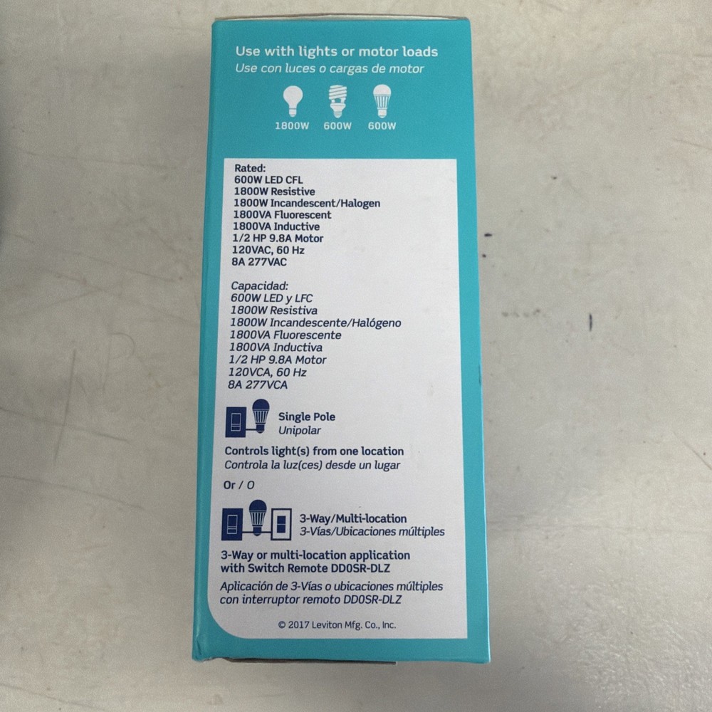 Leviton Decora Smart Z-Wave Enabled Light Switch, 8 AMP, White (DZ15S) #3416