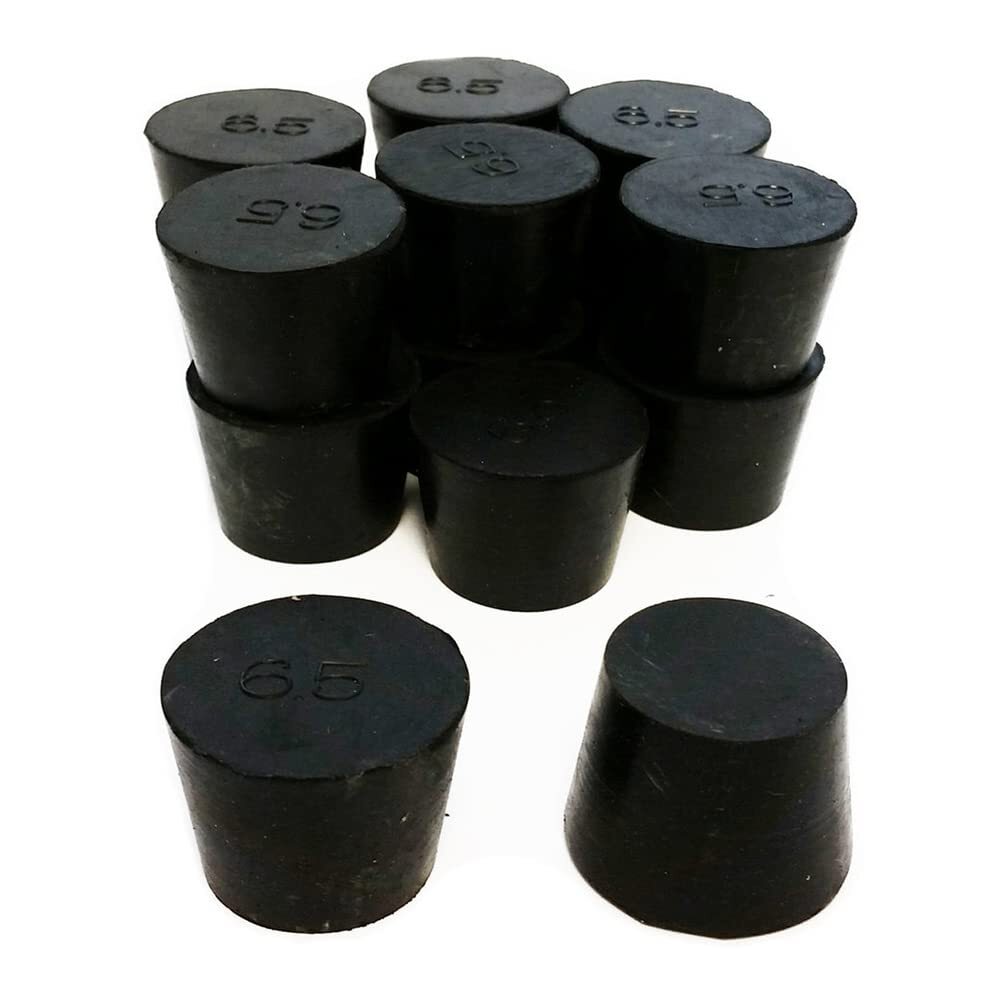 RS-6.5 Rubber Stoppers Size 6.5 Solid 1-Pound PackBlack