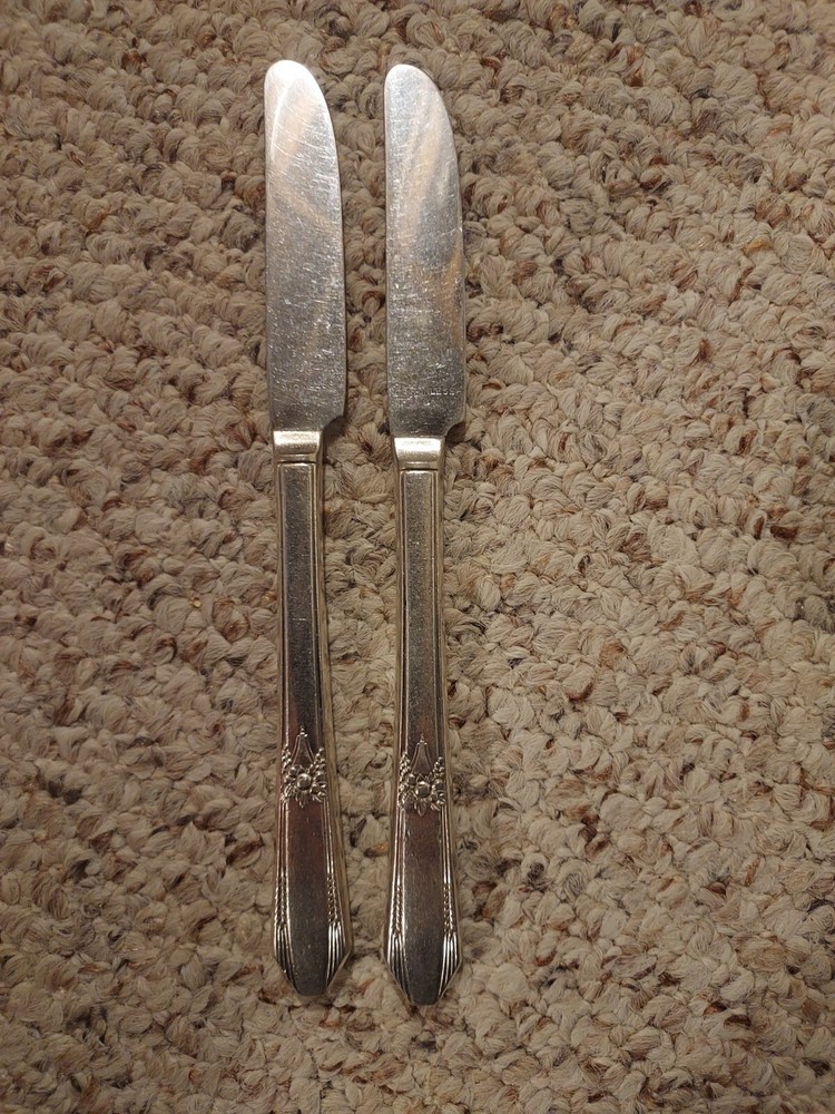 2 Dinner Knives HIAWATHA Silverplate