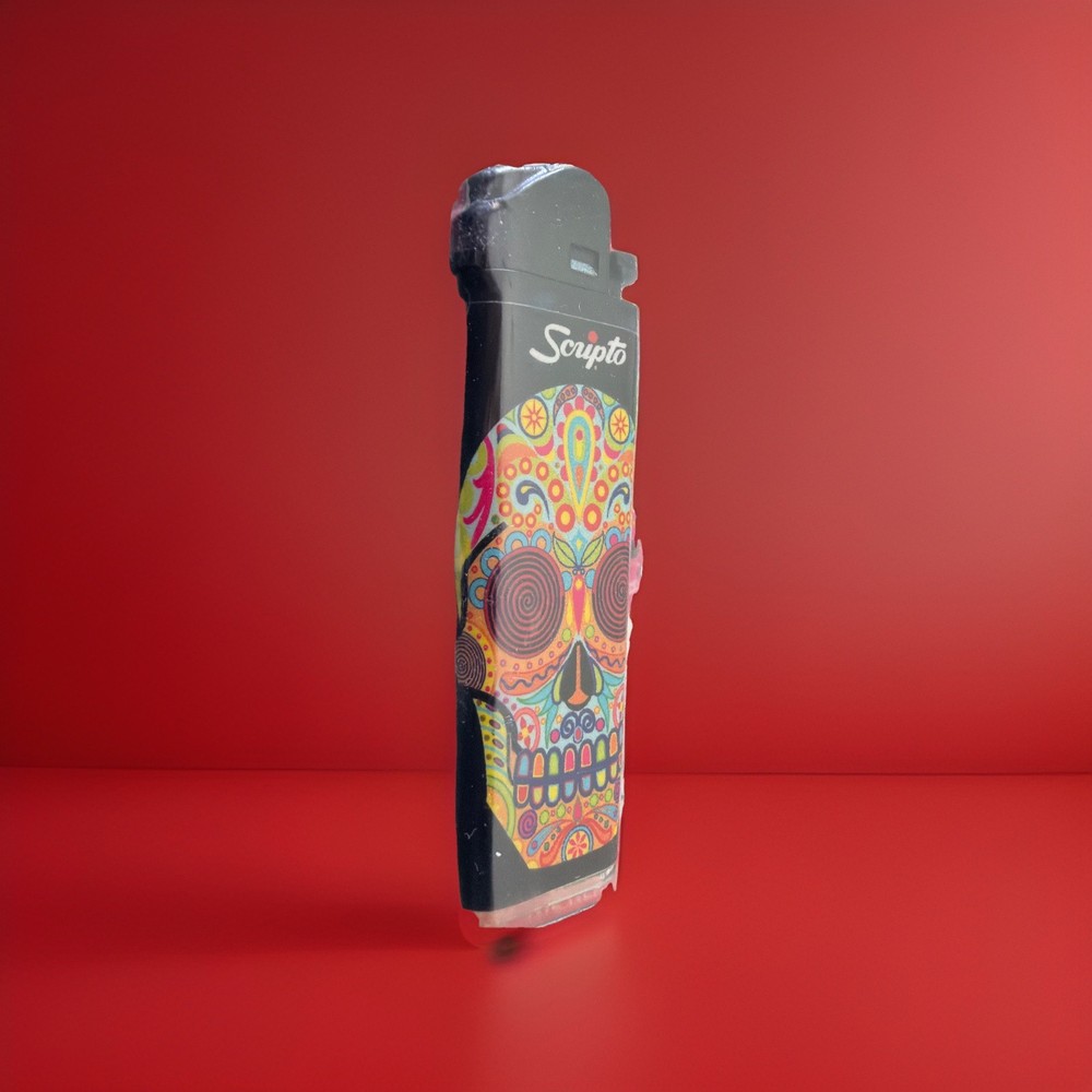 Scripto Premium Quality Lighter *Colorful Skull Design* (Adjustable Flame)