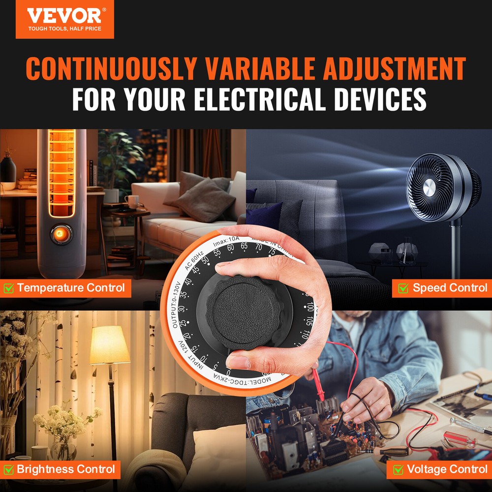 VEVOR Bench Top 20 Amp Variable Auto Transformer with LCD Digital Display