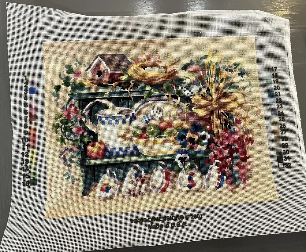 Completed Dimensions Needlepoint Kit 2496 - Charming Shelf