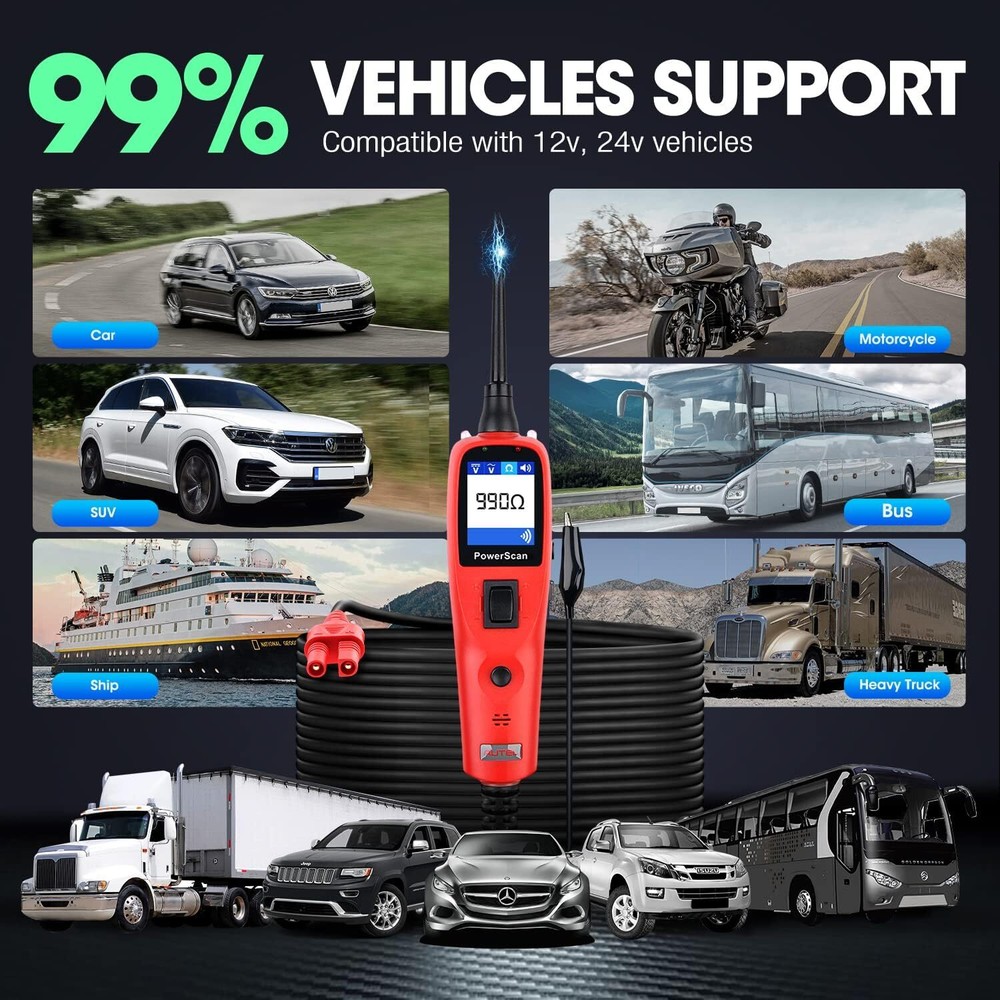 Autel PowerScan PS100 Electrical System Scanner 12V 24V Car Auto Circuit Tester