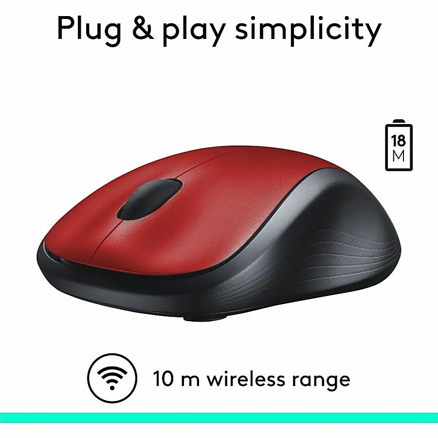 Logitech M310 Wireless Ambidextrous Optical Mouse Red