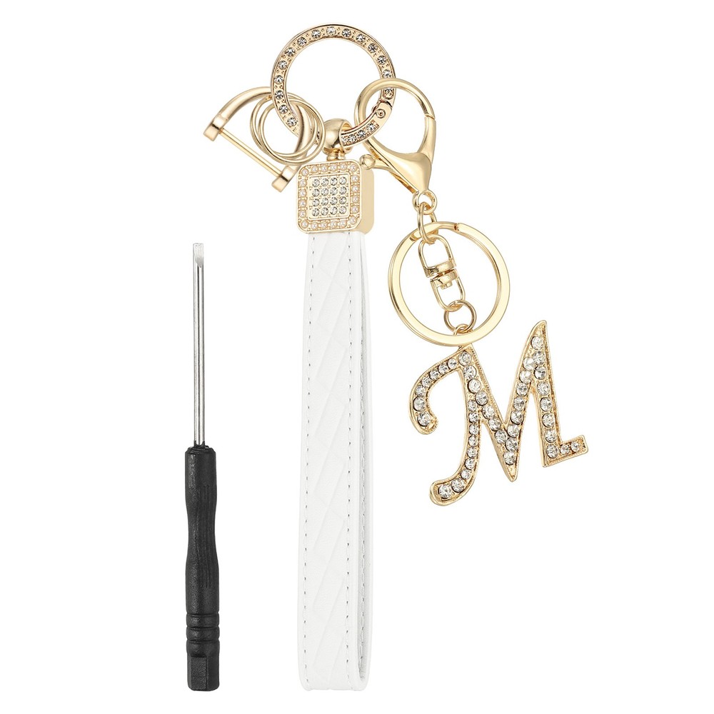 Leather Wristlet Keychain, Chic Letter m Keychains