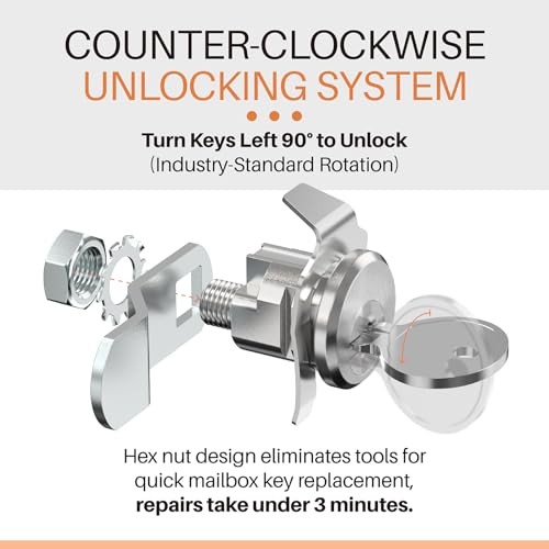 10 Pack Mailbox Lock Replacement with 2 Keys - Universal Fit for Post 10 Pcs