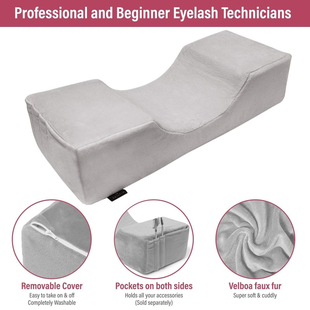 Grey Memory Foam Lash Pillow U-Shaped Neck Support & Storage Variation