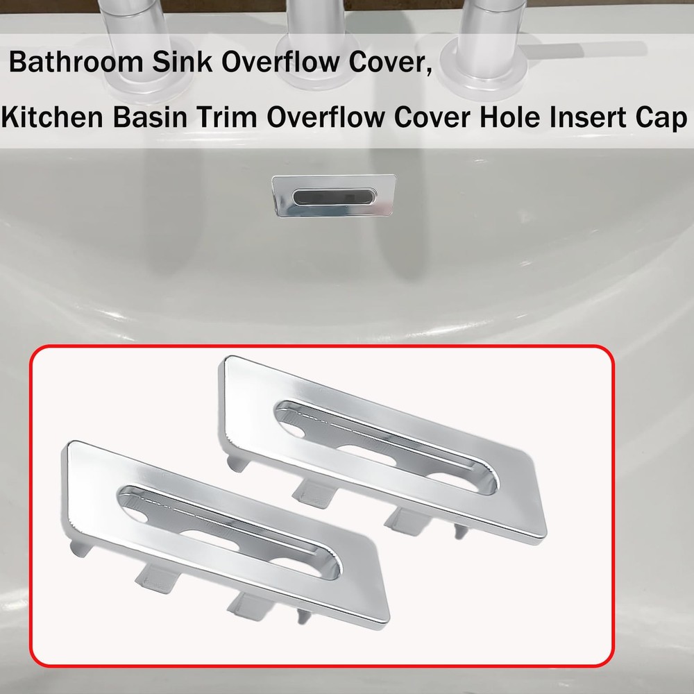 4 Pack Bathroom Sink Overflow Cover Kitchen Basin Trim Hole Insert Cap Plastic