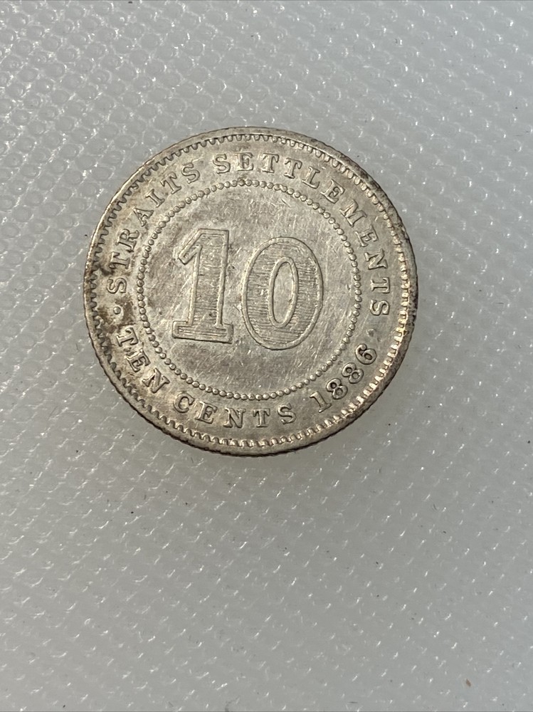 1886 straits settlements 10 cents M2