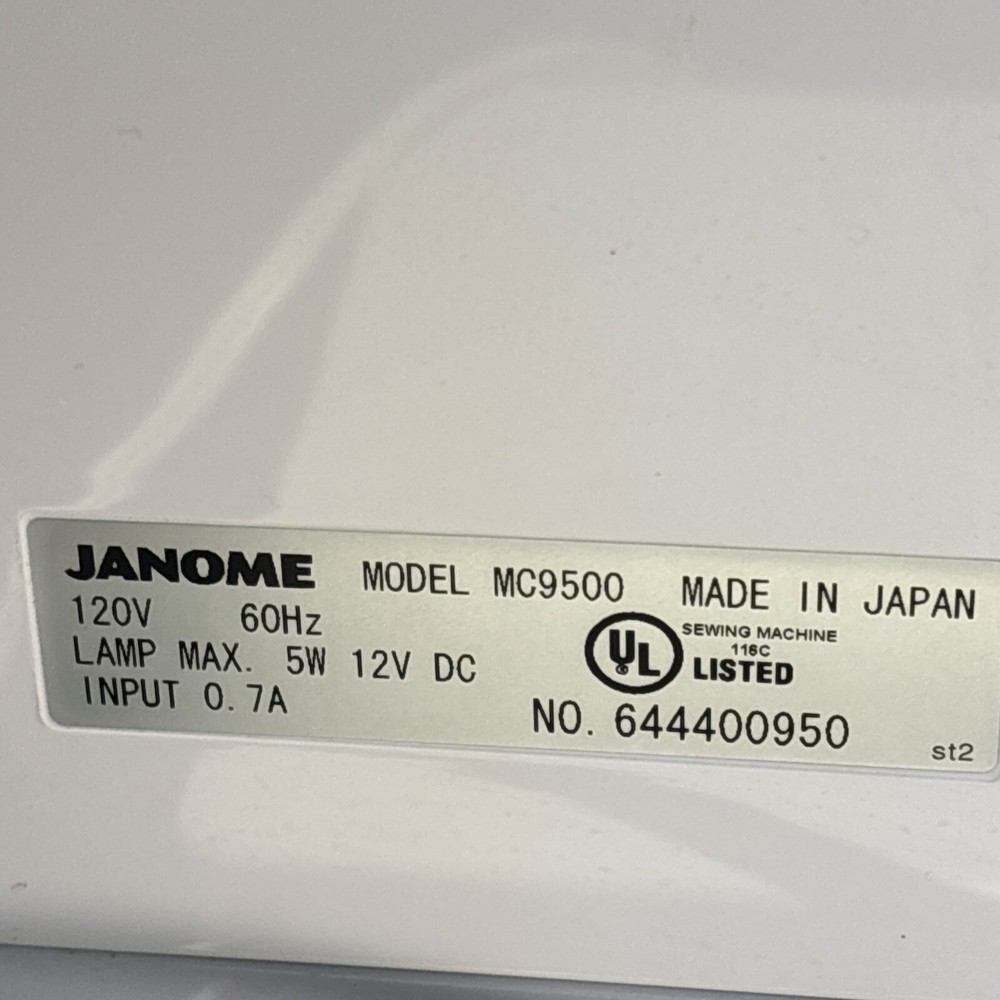 Janome Memory Craft 9500 Computerized Embroidery Sewing Machine MC9500 Tested