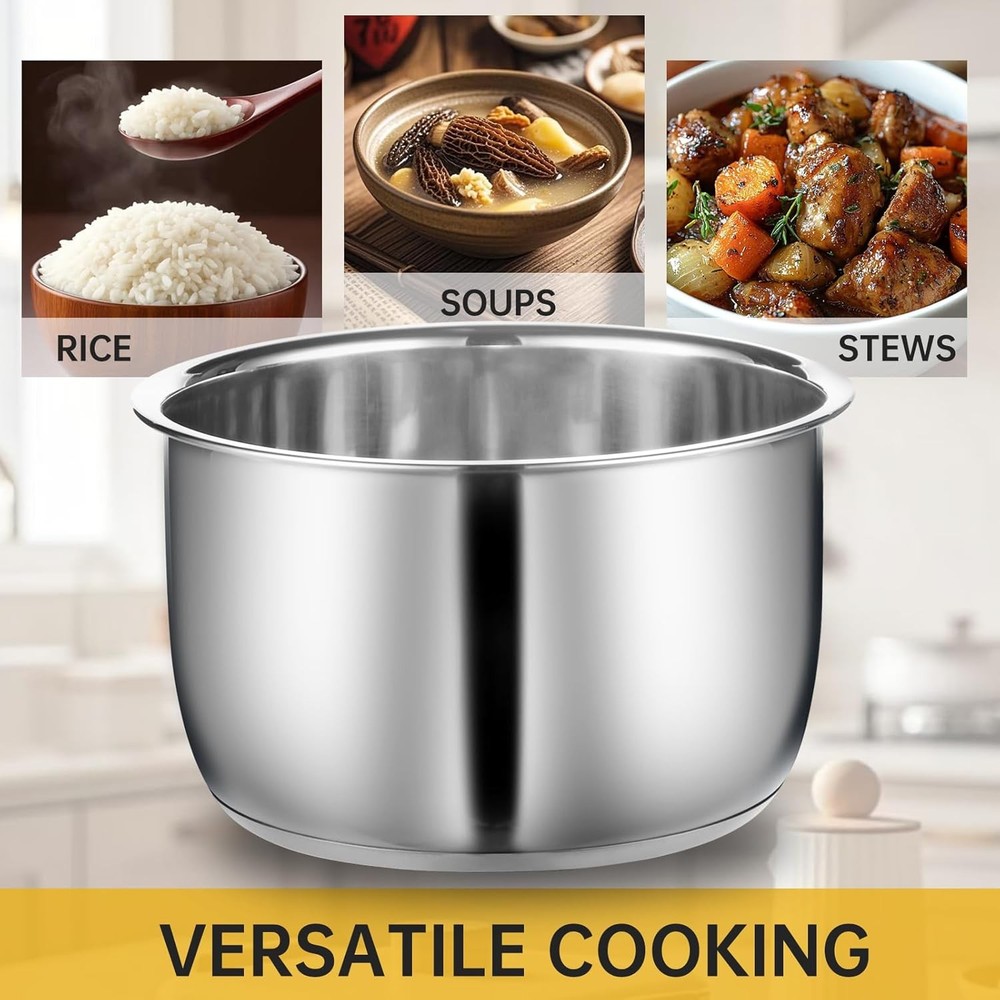 Replacement Rice Cooker 5.5 Cup Inner Pot Compatible with Tiger Silver